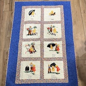 Vintage Style Blue and Cream Quilt